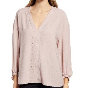 Nordstrom Women’s Blouse- v-neck. Size Large- color pink above.